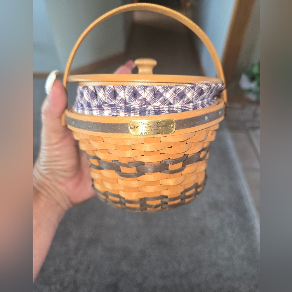 Longaberger Basket with Plaid Fabric Accent